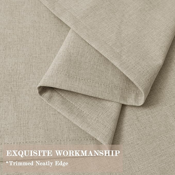 Beige Pinch Pleat 100% Blackout Drapes Linen Blend, Room Divider, Room Darkening, Energy Saving, Furniture Protecting, Light Blocking Extra Wide Privacy Curtains, 200Wx108L, 1 PC
