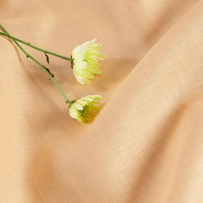 Solino Home Linen Peach Table Runner 48 Inches - 100% Pure Linen Short Table Runner 14 x 48 Inch Ideal for Dresser and Coffee Tables - Fete
