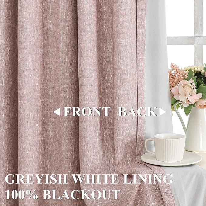 Vision Home Pink Pinch Pleated Full Blackout Curtains Room Darkening Window Panels 108 inch for Girls Bedroom Living Room Thermal Insulated Pinch Pleat Pink Drapes with Hooks Back Tab 40" Wx108 Lx2