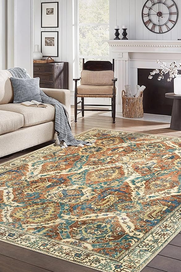 Keen Home Design 3x5 Rug - Machine Washable Entry Rug with Non-Slip Backing, Ideal for Enteryway, Kitchen, Bathroom, Laundry Room - Vintage, Easy Clean, Durable, Low Pile Rug - (3' x 5')