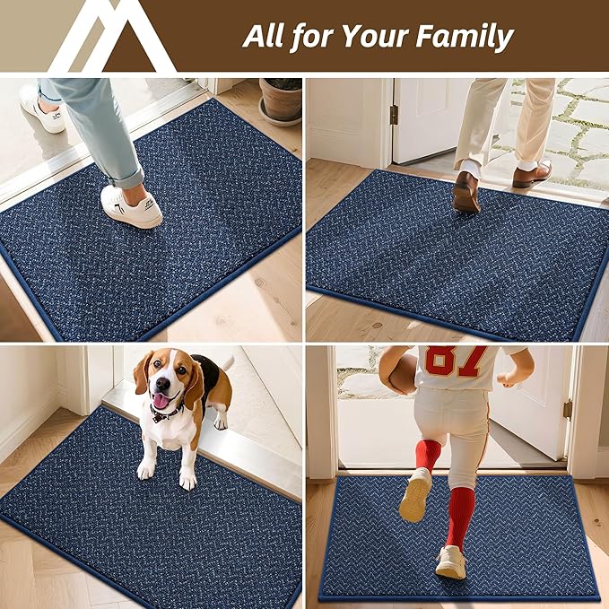 COSY HOMEER-Door-Mat 36"x60" Non Slip Absorbent Entryway Rugs Dirt Trapper Doormats Washable Entrance Mats Low Pile Welcome Floor Mat for Front Back Door and Entry Mats,Navy Blue