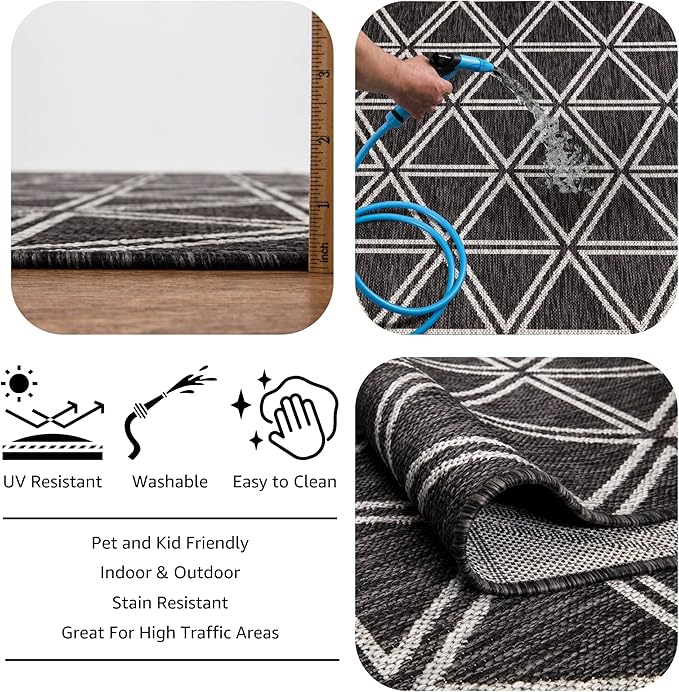 Keen Home Design Outdoor Runner Rug - 2x8 Washable Indoor/Outdoor Rug for Patio, Balcony, Kitchen, Garden, Beach, Deck and Porch. Size: 2'2" x 7'7"