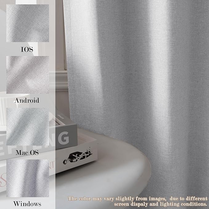 Room Divider Curtains Screen Partitions, Linen Look 100% Blackout Drapery 102 Inches Long, 100" Wide Pinch Pleated Window Drapes, Privacy Protecting, Light Blocking, (1 PC, Silver Grey)