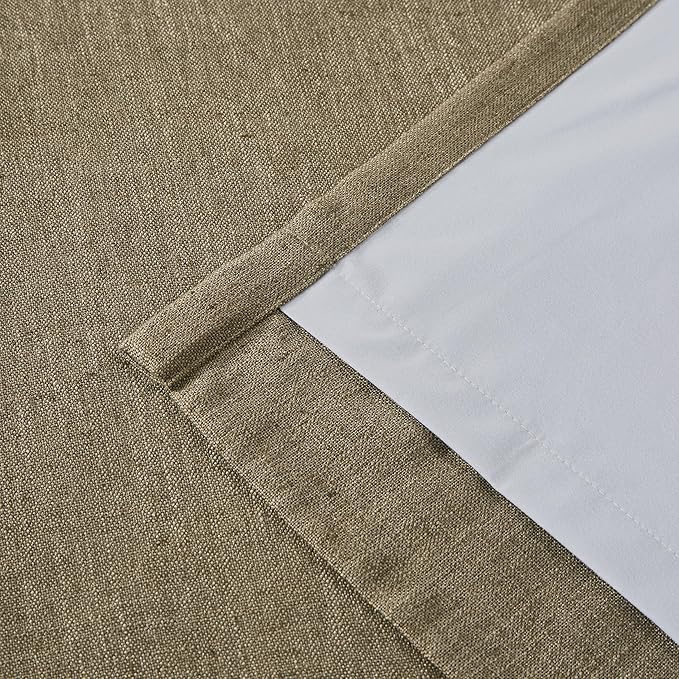 Vision Home Brown Pinch Pleated Full Blackout Curtains Linen Blended Room Darkening Window Curtains 90 inch for Living Room Bedroom Thermal Insulated Pinch Pleat Drapes with Hooks 2 Panel 40" Wx90 L
