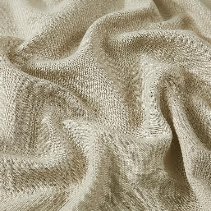Vision Home Sand Pinch Pleated Full Blackout Curtains Linen Blended Room Darkening Window Curtains 90 inch for Living Room Bedroom Thermal Insulated Pinch Pleat Drapes with Hooks 1 Panel 60" Wx90 L
