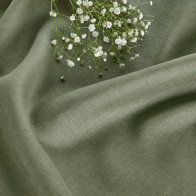 Solino Home Linen Oil Green Table Runner 72 Inches Long - 100% Pure Linen 14 x 72 Inch Table Runner for Fall, Autumn, Thanksgiving - Fete
