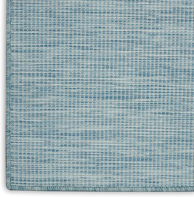 Nourison Positano Indoor/Outdoor Aqua 8' x Round Area Rug, Easy Cleaning, Non Shedding, Bed Room, Living Room, Dining Room, Backyard, Deck, Patio (8 Round)