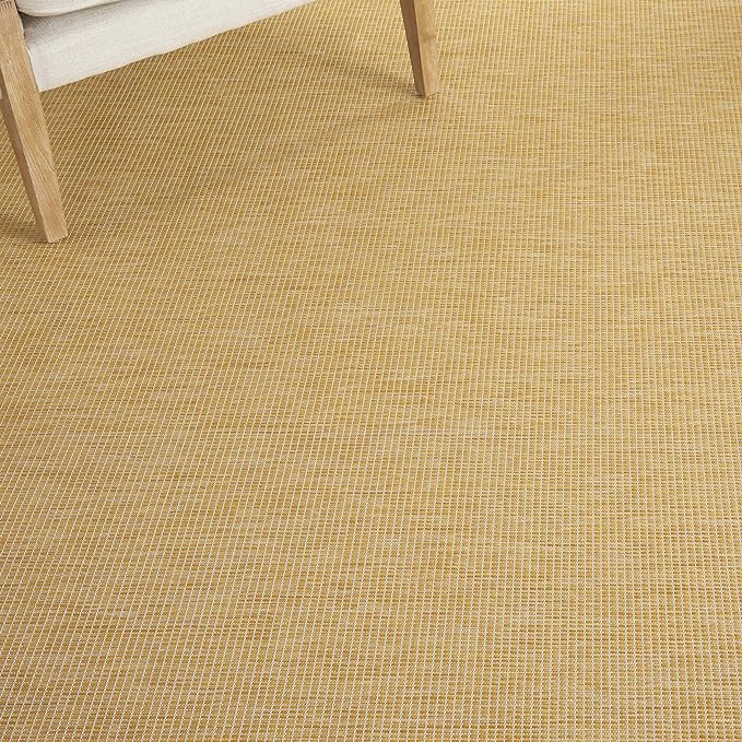 Nourison Home Positano Yellow 9' x 12' Area Rug, Modern, Solid, Indoor/Outdoor, Easy Cleaning, Non Shedding, Bed Room, Living Room, Deck, Backyard