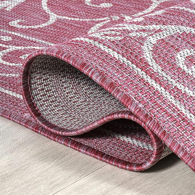 JONATHAN Y Vintage Filigree Indoor Outdoor Area Rug 5X8 Fuchsia/Light Gray, Charleston Textured Weave for Backyard, Patio, Porch, Easy-Cleaning, High Traffic, Pet-Friendly, Non-Shedding (SMB106J-5)