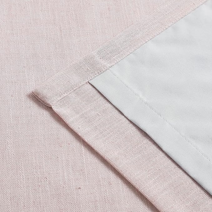 Vision Home Soft Pink Pinch Pleated Full Blackout Curtains Linen Blended Room Darkening Window Curtains 112 inch for Living Room Bedroom Thermal Insulated Pinch Pleat Drapes with Hooks 60" Wx112 Lx1