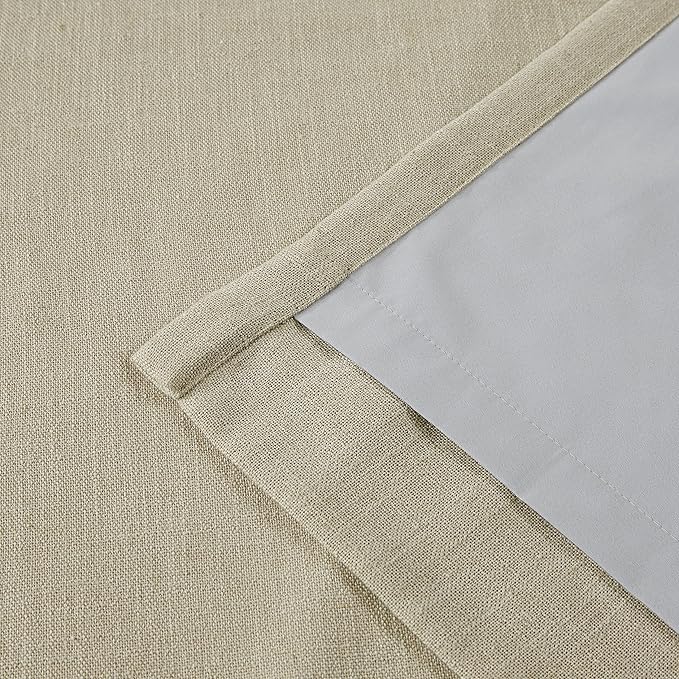 Vision Home Sand Pinch Pleated Full Blackout Curtains Linen Blended Room Darkening Window Curtains 90 inch for Living Room Bedroom Thermal Insulated Pinch Pleat Drapes with Hooks 2 Panel 40" Wx90 L