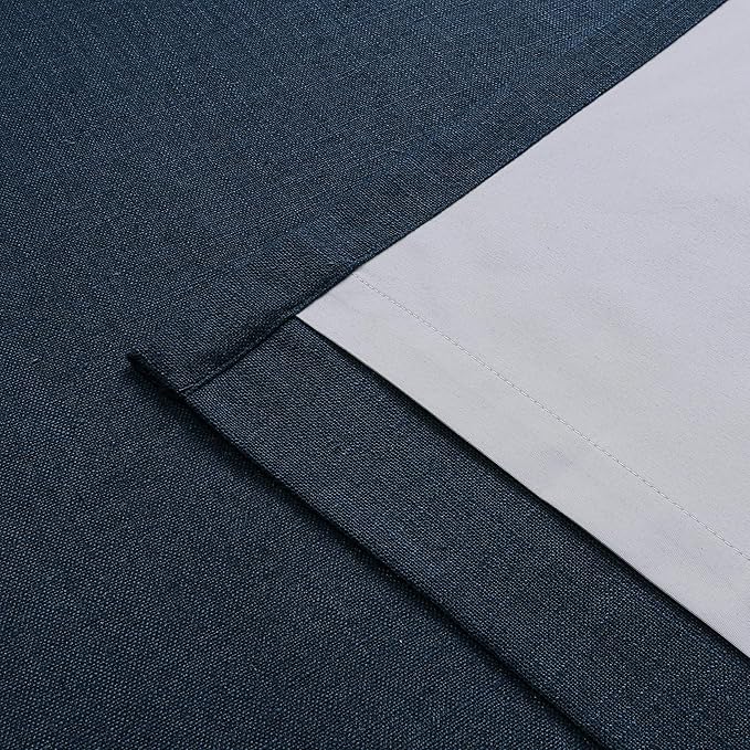 Vision Home Navy Blue Pinch Pleated Full Blackout Curtains Linen Blended Room Darkening Curtain Panels 90 inch for Living Room Bedroom Thermal Insulated Pinch Pleat Drapes with Hooks 40" Wx90 Lx2