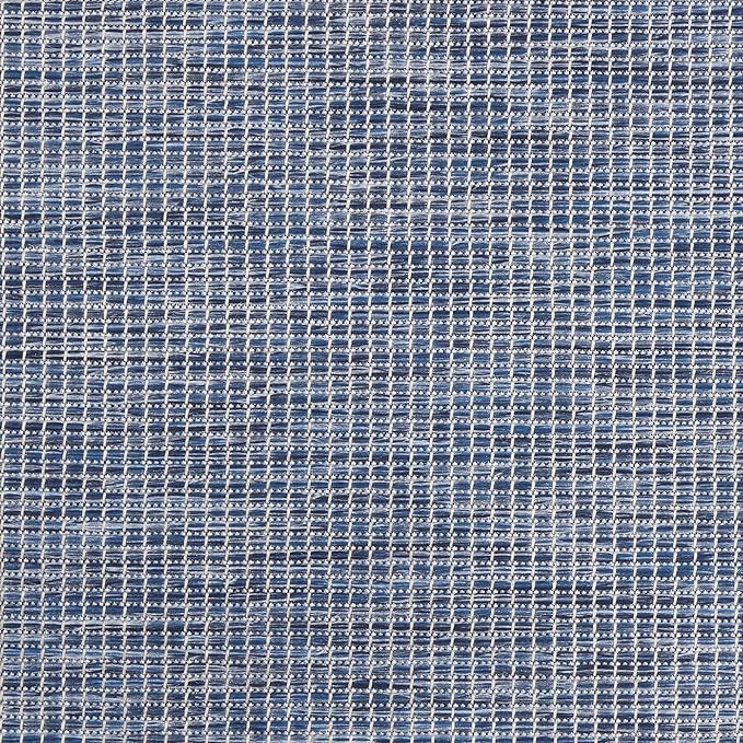 Nourison Home Positano Indoor/Outdoor Navy Blue 6' x Round Area Rug, Easy Cleaning, Non Shedding, Bed Room, Living Room, Dining Room, Backyard, Deck, Patio (6 Round)