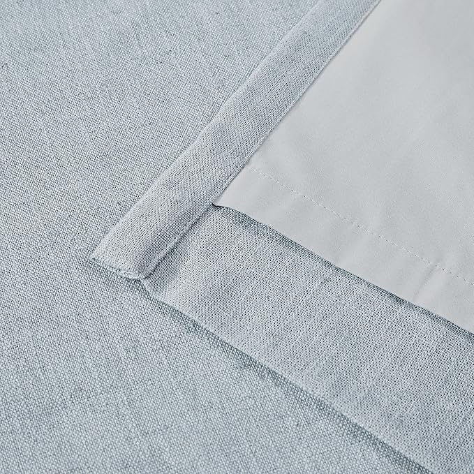 Vision Home Blue Gray Pinch Pleated Full Blackout Curtains Linen Blended Room Darkening Window Curtains 102 inch for Living Room Bedroom Thermal Insulated Pinch Pleat Drapes with Hooks 40" Wx102 Lx2