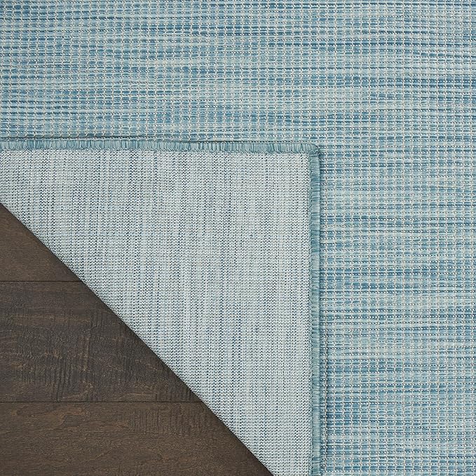 Nourison Positano Indoor/Outdoor Aqua 8' x Round Area Rug, Easy Cleaning, Non Shedding, Bed Room, Living Room, Dining Room, Backyard, Deck, Patio (8 Round)