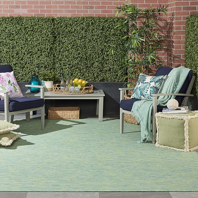Nourison Home Positano 6' x 9' Blue Green Fabric Modern Area Rug (6' x 9')