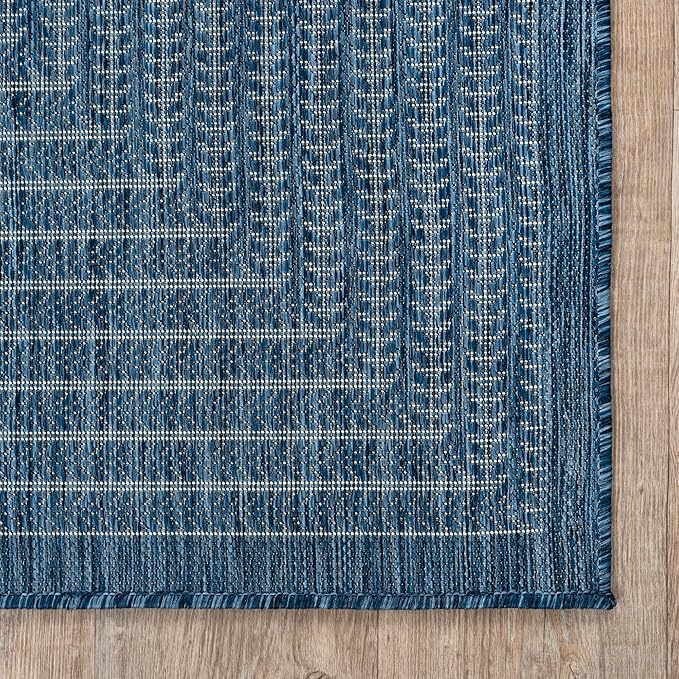 Adiva Rugs Outdoor Indoor Area Rug, Weather Resistant, Easy to Clean, Stain Resistant Floor Mat for Dining Room, Backyard, Deck, Patio (Azure Denim Blue, 6' X 9')