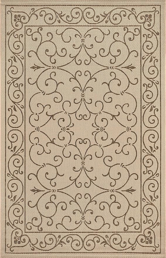 JONATHAN Y Vintage Filigree Indoor Outdoor Area Rug 9X12 Beige/Brown, Charleston Textured Weave for Backyard, Patio, Porch, Easy-Cleaning, High Traffic, Pet-Friendly, Non-Shedding (SMB106A-9)