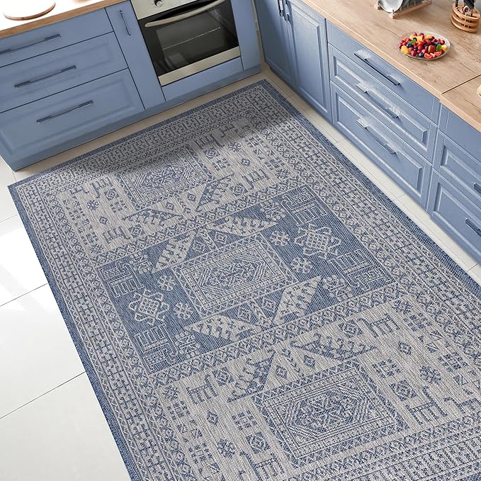 Keen Home Design Terrace Outdoor Area Rug - 8x10 Washable Indoor/Outdoor Rug for Patio, Kitchen, Balcony, Beach, Garden, Deck and Porch, Size: 7'7"x10'