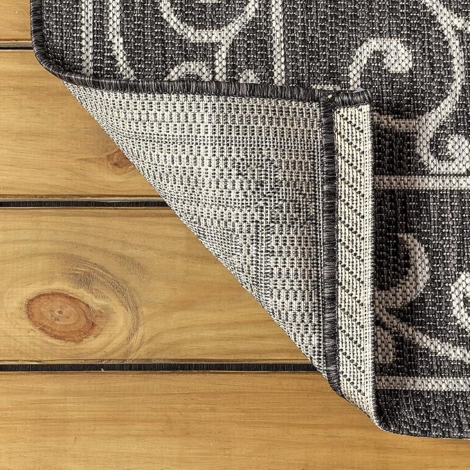JONATHAN Y Vintage Filigree Indoor Outdoor Area Rug 6X9 Black/Gray, Charleston Textured Weave for Backyard, Patio, Porch, Easy-Cleaning, High Traffic, Pet-Friendly, Non-Shedding (SMB106G-6)