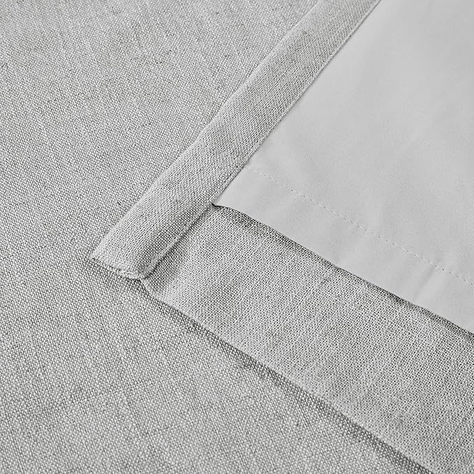 Vision Home Light Grey Pinch Pleated Full Blackout Curtains Linen Blended Room Darkening Curtain Panels 108 inch for Living Room Bedroom Thermal Insulated Pinch Pleat Drapes with Hooks 40" Wx108 Lx2
