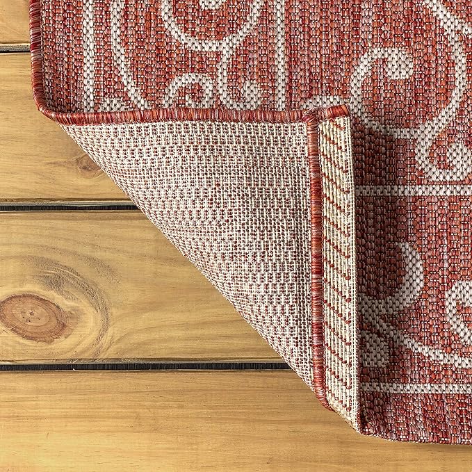 JONATHAN Y Vintage Filigree Indoor Outdoor Area Rug 6X9 Red/Beige, Charleston Textured Weave for Backyard, Patio, Porch, Easy-Cleaning, High Traffic, Pet-Friendly, Non-Shedding (SMB106B-6)