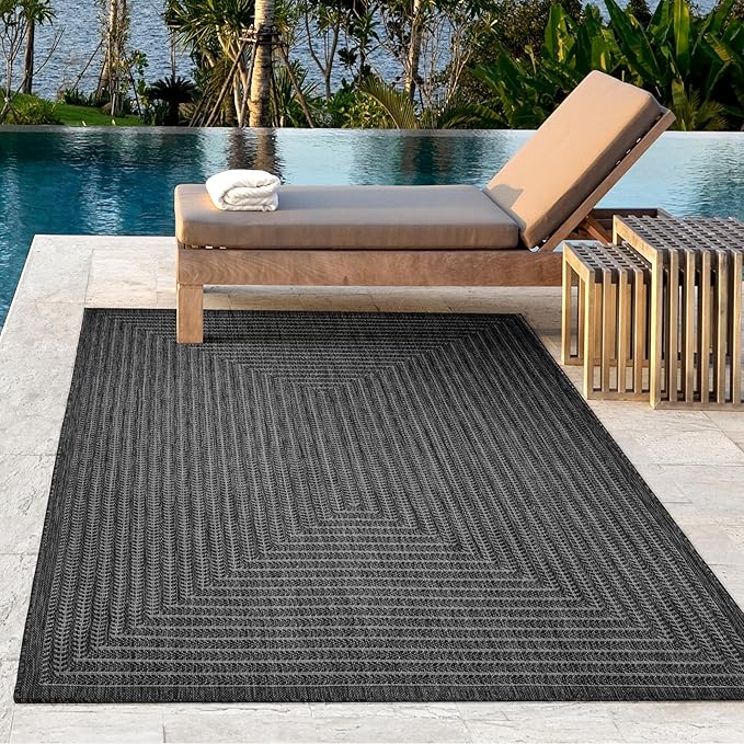 Adiva Rugs Outdoor Indoor Area Rug, Weather Resistant, Easy to Clean, Stain Resistant Floor Mat for Dining Room, Backyard, Deck, Patio (Pebble Weiss, 2' x 3')
