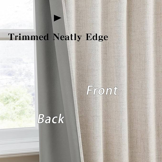 RAIN CITY 94 Inch Long Sun Blocking Curtains with Hooks Linen Blend,Custom Made Blackout Drapes for 90-96 Inch Tall Window,Pinch Pleat for Traverse Rods Floor to Ceiling Track 50 Wide 2 Pack