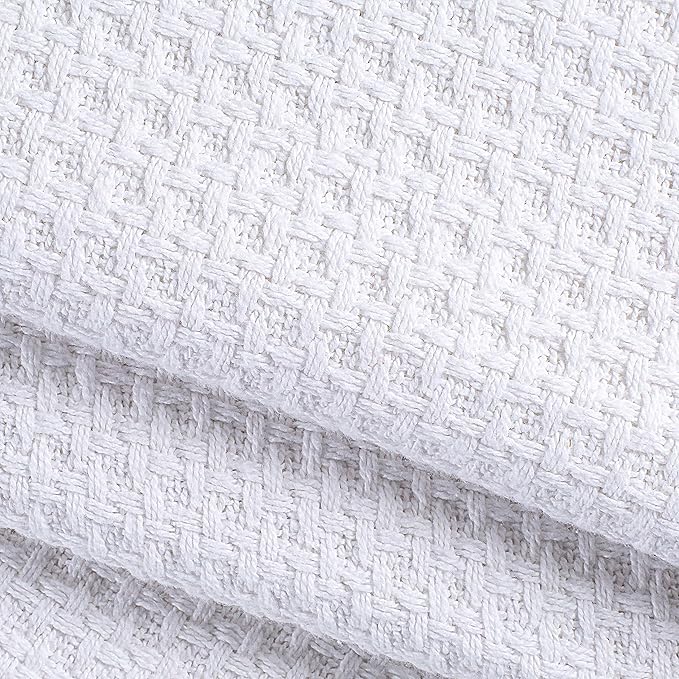 BELIZZI HOME 100% Cotton Bed Blanket, Breathable Bed Blanket King Size, Cotton Thermal Blankets King, Perfect for Layering Any Bed for All Season, White