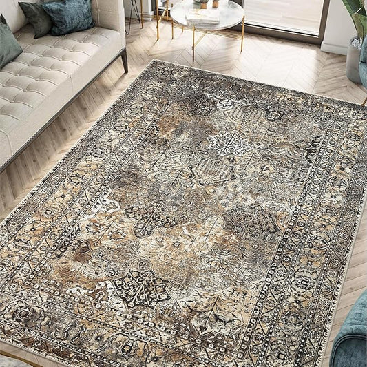 Keen Home Design 3x5 Rug - Machine Washable Entry Rug with Non-Slip Backing, Ideal for Enteryway, Kitchen, Bathroom, Laundry Room - Vintage, Easy Clean, Durable, Low Pile Rug - (3' x 5')