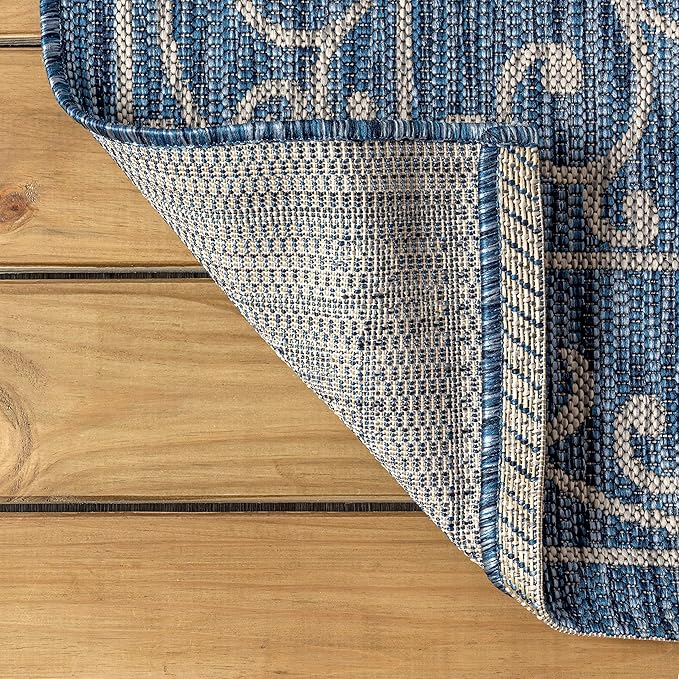 JONATHAN Y Vintage Filigree Indoor Outdoor Area Rug 6X9 Navy/Gray, Charleston Textured Weave for Backyard, Patio, Porch, Easy-Cleaning, High Traffic, Pet-Friendly, Non-Shedding (SMB106D-6)