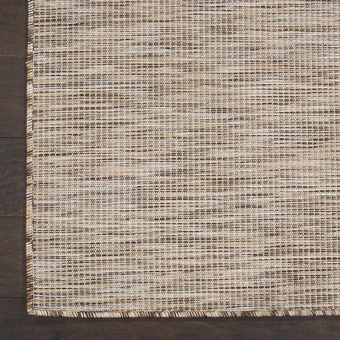 Nourison Positano Indoor/Outdoor Beige 6' x Round Area Rug, Easy Cleaning, Non Shedding, Bed Room, Living Room, Dining Room, Backyard, Deck, Patio (6 Round)