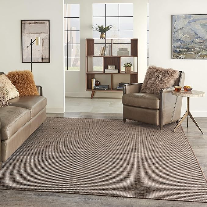 Nourison Positano Indoor-Outdoor Natural 9' x 12' Area Rug, Easy Cleaning, Non Shedding, Bed Room, Living Room, Dining Room, Backyard, Deck, Patio (9x12)