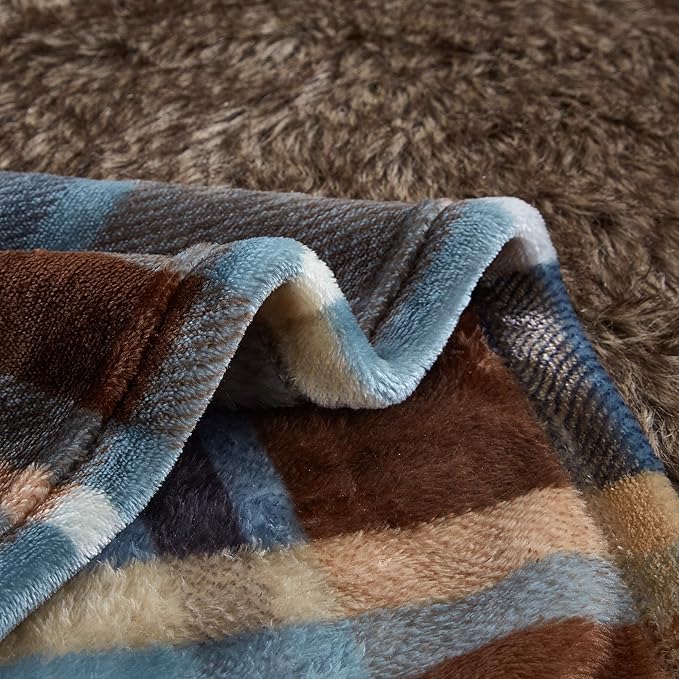 MERRYLIFE Throw Blanket Plaid Sherpa | Ultra-Plush Soft Colorful Oversized | Decorative Couch Travel Blanket | King Size(90" 102", Greenland)