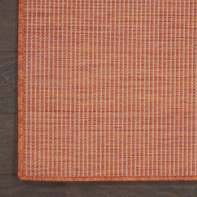 Nourison Positano Indoor/Outdoor Terracotta 9' x 12' Area Rug, Easy- Cleaning, Non Shedding, Bed Room, Living Room, Dining Room, Backyard, Deck, Patio (9x12)